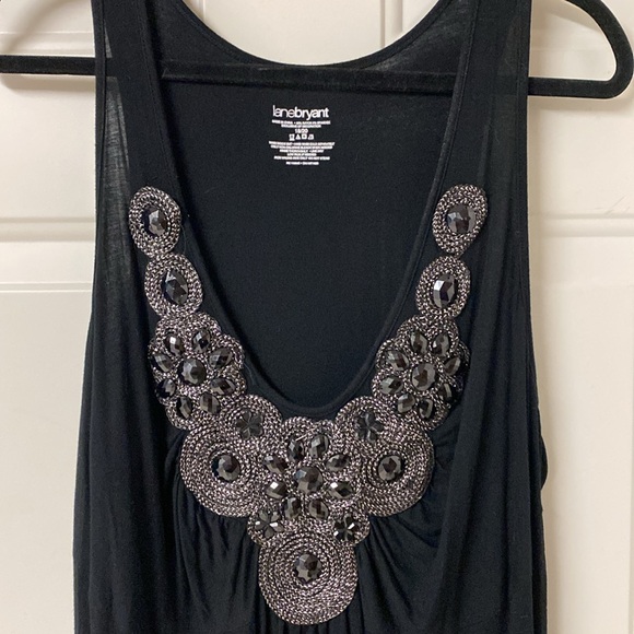 Lane Bryant 18/20 Black Sleeveless Top With Silver Embellishments - Picture 2 of 5